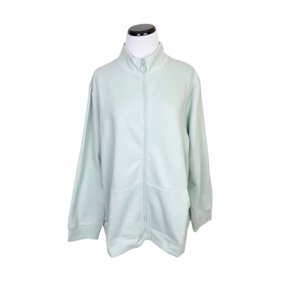 Ava & Viv Full Zip Fleece Sweatshirt With Pockets Mint Size 1X - Picture 1 of 7